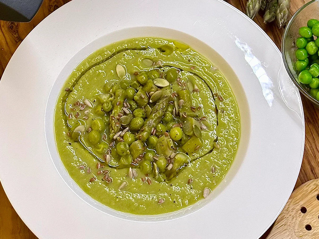 Crema di verdure asparagi e piselli